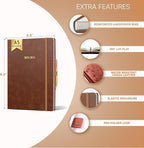 Ensight 2025-2026 HARDCOVER Leather Planner Weekly & Monthly - 6.5x8.5 Inches - Academic Planner Business Personal or Student - Pen Holder, Thick Paper, July 2025 - June 2026 (Brown)