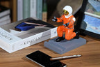 Astronaut Resin Pen Holder, Mobile Phone Stand, Device Stand, Desk Organizer Decorative Pen Holder (Orange&Golden)