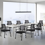 Waiting Room Chairs with Wheels, Adjustable Mesh Backrest, Desk Chair with Ergonomic Lumbar Support and Thickened Seats Cushion, 8 Pack Black