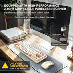 FOPETT Wireless Keyboard and Mouse Cute Mouse and Keyboard 2.4G Wireless Keyboards with Colorful 68 Keys Typewriter Retro Round Keycap for PC, Laptop,Tablet,Computer Windows - Milk Tea Colorful