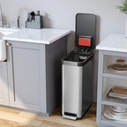 iTouchless SoftStep 13.2 Gallon Slim Step Pedal Trash Can with Odor Filter, Elongated Stainless Steel Recycling Bin, Space-Saving Garbage Trashcan, 50 Liter Bedroom Livingroom Wastebasket Home Office