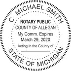 MaxMark Round Notary Pre-Inked Stamp for State of Michigan