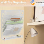 Kuntine.B Wall File Organizer Office Hanging Magazine Holder Wall File Organizer for Office Home (White, 6 Tier)