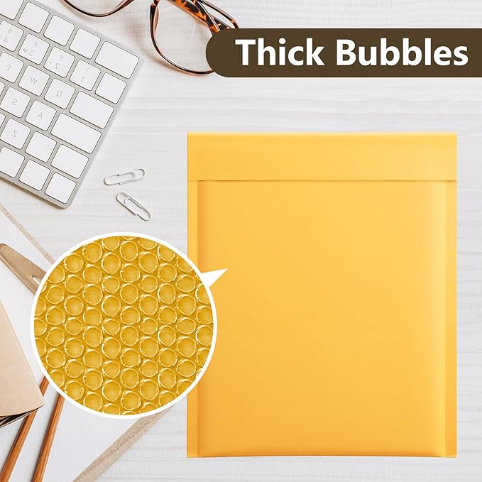 UCGOU Kraft Bubble Mailers 6x10 Inch 25 Pack Usable Size 6x9 Inch Yellow Padded Envelopes #0 Small Business Mailing Packages Self Sealing Tear Resistant Boutique Shipping Bags for Jewelry Supplies