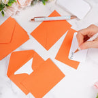 jiebor 100 Sets Small Envelopes with Small Blank Gift Business Card Wedding Invitation Pocket Envelopes for Graduations Wedding Shower Holiday 4.37 x 2.91 Inch Orange