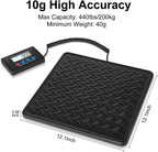 Fuzion Shipping Scale, 440LB x 10g High Accuracy Digital Postal Scale, Durable Alloy Steel Platform, Heavy Duty Scale for Packages, Postage, Luggage, Battery and AC Adapter Powered