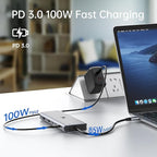 LIONWEI Laptop Docking Station 13 in 1 - Dual HDMI+DisplayPort+10Gbps, 6 USB C/A, 100W PD, Ethernet, SD/TF, Audio, USB C Hub for MacBook/Dell/HP/Surface