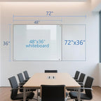 KIZZBY Glass Dry Erase Board - Magnetic Whiteboard, 72"X36" Frameless White Board Clear Glass Boards with Super Strong Magnets, Wall Mounted for Office, Classroom and Home