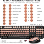 Wireless Keyboard and Mouse Combo, Ergonomic Full Size Typewriter Retro Round Keycaps Keyboard, Compatible with Windows, PC, Perfer for Home and Office Keyboards (Aurora Red)