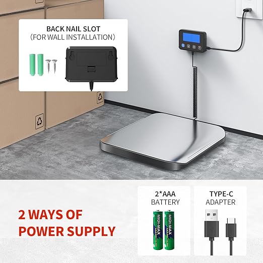KKZ Shipping Scale, 440 LB Heavy Duty Postal Scale for Packages, Large Mailing Scale for Postage, Industrial, Small Business, Laundry, Warehouse, Stainless Steel