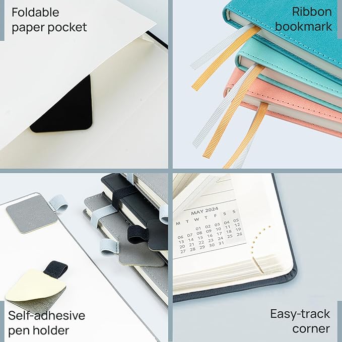 POPRUN 2026 Planner (Large - 8.5'' x 10.5'') - 2026 Weekly Calendar (Jan. 2026 - Dec. 2026) with Hourly Time Slots, Weekly/Monthly Appointment Book for Time Management - Leather Soft Cover - Night Sky Blue