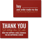 ITZAMNA Thank you for supporting small business cards Customer appreciation note cards Pink Script with Heart Pack of 100 Red