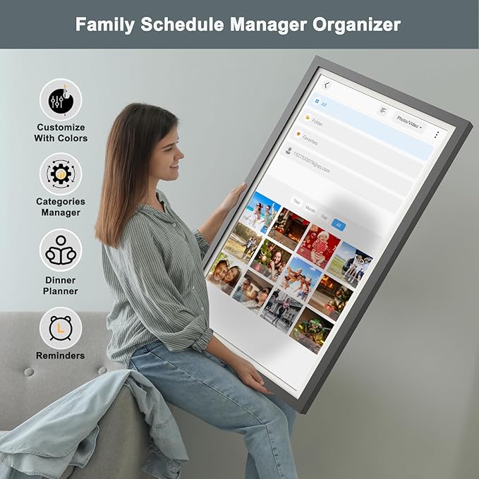 Smart Digital Calendar Chore-Chart-for-Business Planner - 27" Touchscreen Interactive Display Electronic Calendar for To Do List, Auto-Sync Google iCloud Outlook Calendars, Wall Mountable for Mom Dad