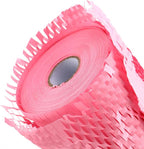 JAPCHET 15 In x 328 Ft Pink Honeycomb Packing Paper, Honeycomb Paper with Sticker Labels and 10 m Rope Honeycomb Wrap Roll for Packaging and Shipping
