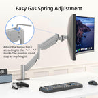 Suptek Ultrawide Monitor Arm Mount for 17 to 43 Inch Heavy Duty Curved Screen,Holds 28.6 lbs,Adjustable Gas Spring Monitor Arm Desk Mount Stand,75/100 Vesa Mount,Silver(MD71MS)