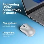 Lenovo 540 Wireless Computer Mouse for PC, Laptop, Computer with Windows or Chrome OS - 2.4 GHz USB-C Wireless Pairing Receiver - Compact Size - 18-Months Battery Life - Ambidextrous - Cloud Grey