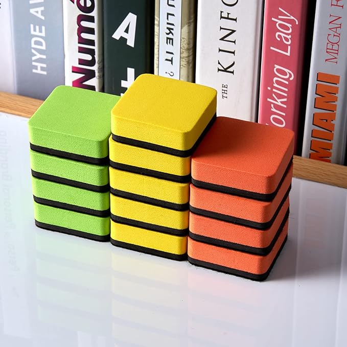 Dry Erase Erasers, Eeoyu 40 Pack Magnetic Whiteboard Dry Erasers Chalkboard Cleaner Wiper for Kids and Classroom Teacher Supplies Home and Office, 8 Color