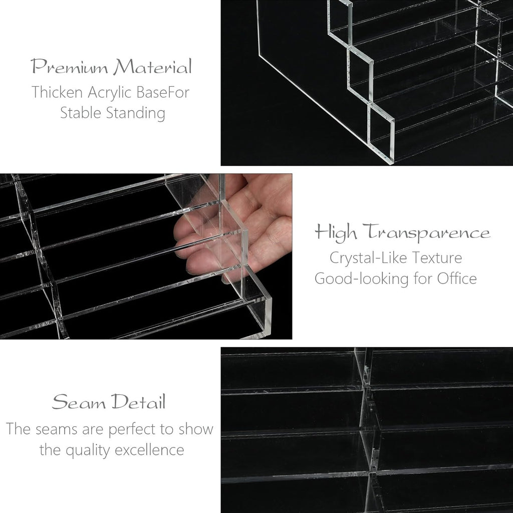 Acrylic Business Card Holder for Desk Multiple Business Card Holders 28 Slot 7 Tier Large Business Card Organizer Business Card Display Rack Clear Plastic Business Card Stand for Home Office
