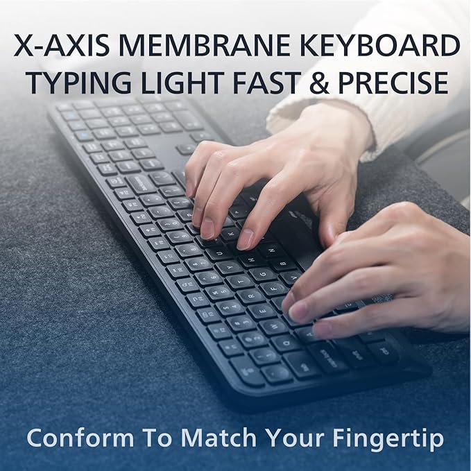 PHILIPS Professional Wireless & Bluetooth Keyboard - Standard-Layout Keyboards with 2.4GHz USB-Receiver, 3-Channel,Ergonomic & Quiet Design, Comfortable & Efficient for PC/Laptop/Pad