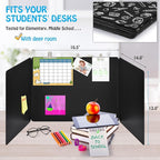 24 Pack Black Printing Privacy Floders for Student Desks - Durable Plastic Erasable - Testing Dividers for Classroom - Easy Clean Privacy Shields for Student - Includes Extra Labels
