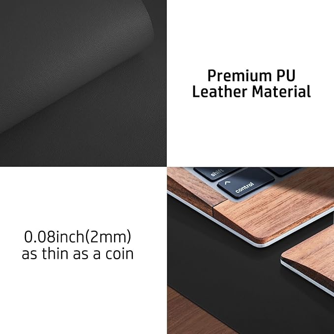 Aothia Leather Desk Pad Protector, Mouse Pad, Office Desk Mat, Non-Slip PU Leather Desk Blotter, Laptop Desk Pad, Waterproof Desk Writing Pad for Office and Home (Black,23.6" x 13.7")