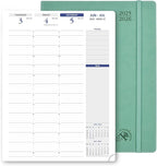 POPRUN Academic Planner 2025-2026, 8.5'' x 11.25'', Quarter-Hourly Appointment Book (July 2025-June 2026) with PU Leather Soft Cover, Dual Pockets, Monthly Tabs, 100GSM Thick Paper - Midnight Green