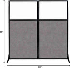 Versare Workstation Partition | Portable Wall Divider | Modern Office Cubicle | Free Standing Privacy Screen | Flexible Work Space | 66" x 70" W/Window, Slate Fabric Panels