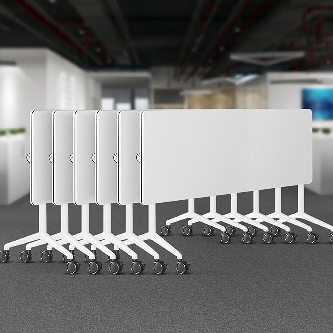 Folding Conference Room Tables 6 Pack, Foldable Modern Mobile Meeting Table Desk Training Table 6FT Large Rolling OfficeTable for Conference Training Classroom (6, 70.8" * 23.6" * 29.5")