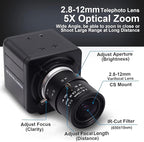 SVPRO 2.8-12mm Manual Zoom Lens 1080P Full HD Webcam Wide Angle Portable PC Computer USB Camera for Streaming with CMOS OV2710 Sensor for Windows,Android,Linux, MAC OS,1/4 Inches Screw Mount