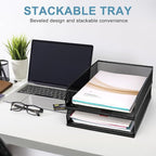 Stackable Paper Tray Organizer, Metal Mesh Wire Letter Tray, Letter Trays Organizers, Front-Load Paper Holder Storage for Office, School, Home,2 Pcs