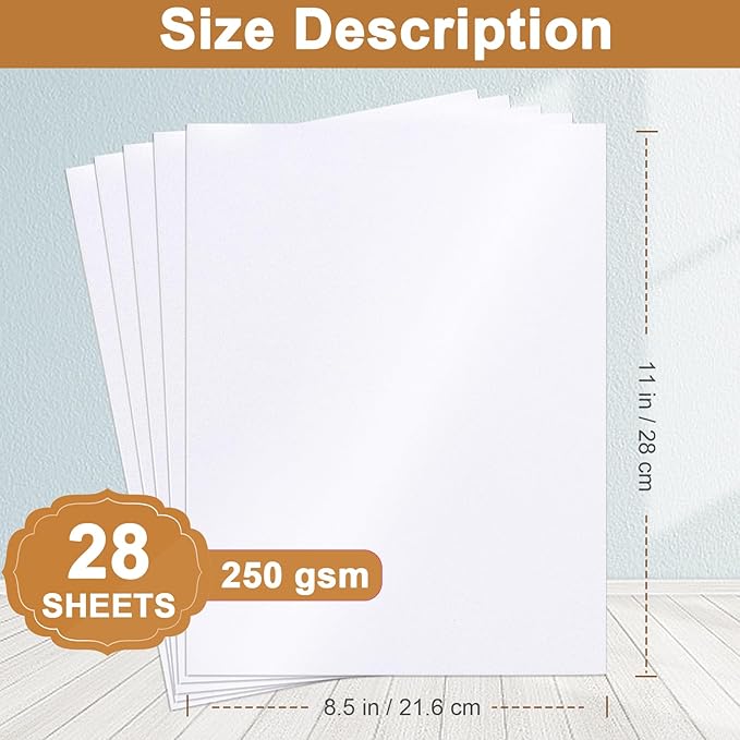 28 Sheets White Shimmer Cardstock 8.5 x 11 Printer Paper, 250gsm/92lb Heavyweight Paper Card Stock for DIY Card Making, Business Cards, Wedding Invitations, Menus, School Crafts