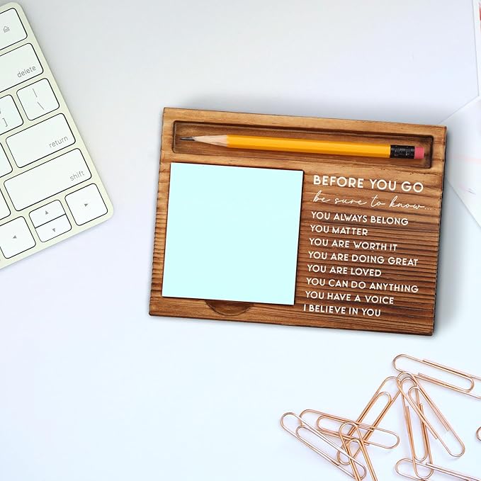 vizuzi Before You Go Affirmation Sticky Note Holder, Inspirational Positive Motivational Classroom Office Desk Self-Stick Note Pad Holders ZSS42