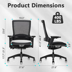 CLATINA Swivel Executive Chair, Adjustable Ergonomic Computer Chair with 3D Armrest and Lumbar Support, Mesh Backrest Task Chair for Home Office Conference Room