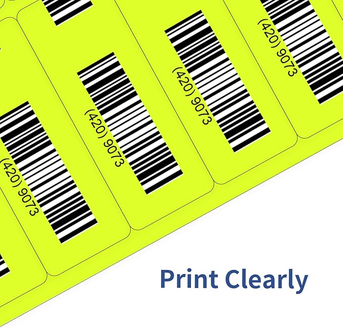 STARLIBOO 1" x 2-5/8" Address Labels- Neon Color Fluorescent Mailing Labels Stickers for Laser/Ink Jet Printer 8.5"×11"- Fluorescent Yellow