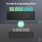 TECKNET Bluetooth Keyboard Rechargeable, 4-Device Free Switching (2.4G+BT), Ultra-Slim Full Size Wireless Keyboard, Quiet Typing, for PC/Laptop/Smart TV/Phone, Adjustable Stand, 12 Multimedia Keys