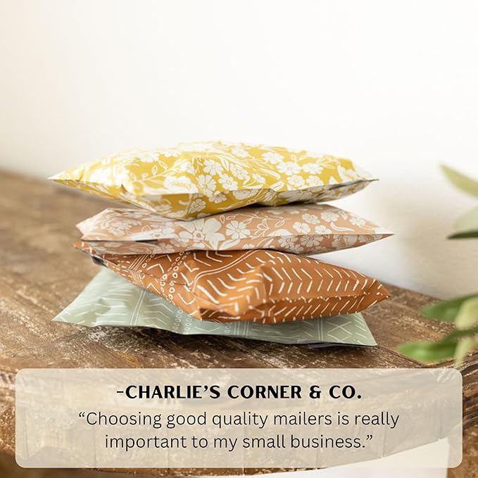 Poly Mailers 10x13 Inch 50 Pack Medium Shipping Bags Strong Thick Mailing Envelopes | Self Sealing Adhesive | Waterproof & Tear Proof | Small Business Packaging for Clothing - Floral Mustard Yellow