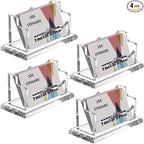 PARTSPOWER 4 Packs Acrylic Business Card Holders for Desk, Horizontal Clear Business Name Card Display Stand, Desk Accessory Business Name Card Organizer (Horizontal, 1-Slot)