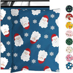 Christmas Poly Mailer - 12x15.5 Inch, 50 Pcs Waterproof Shipping Bags for Clothing, Tear-Resistant, Strong Mailing Bags with Self-Seal - Santa Claus and Snowflakes Printed