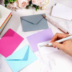 jiebor 100 Sets Small Envelopes with Small Blank Gift Business Card Wedding Invitation Pocket Envelopes for Graduations Wedding Shower Holiday 4.37 x 2.91 Inch Light Color