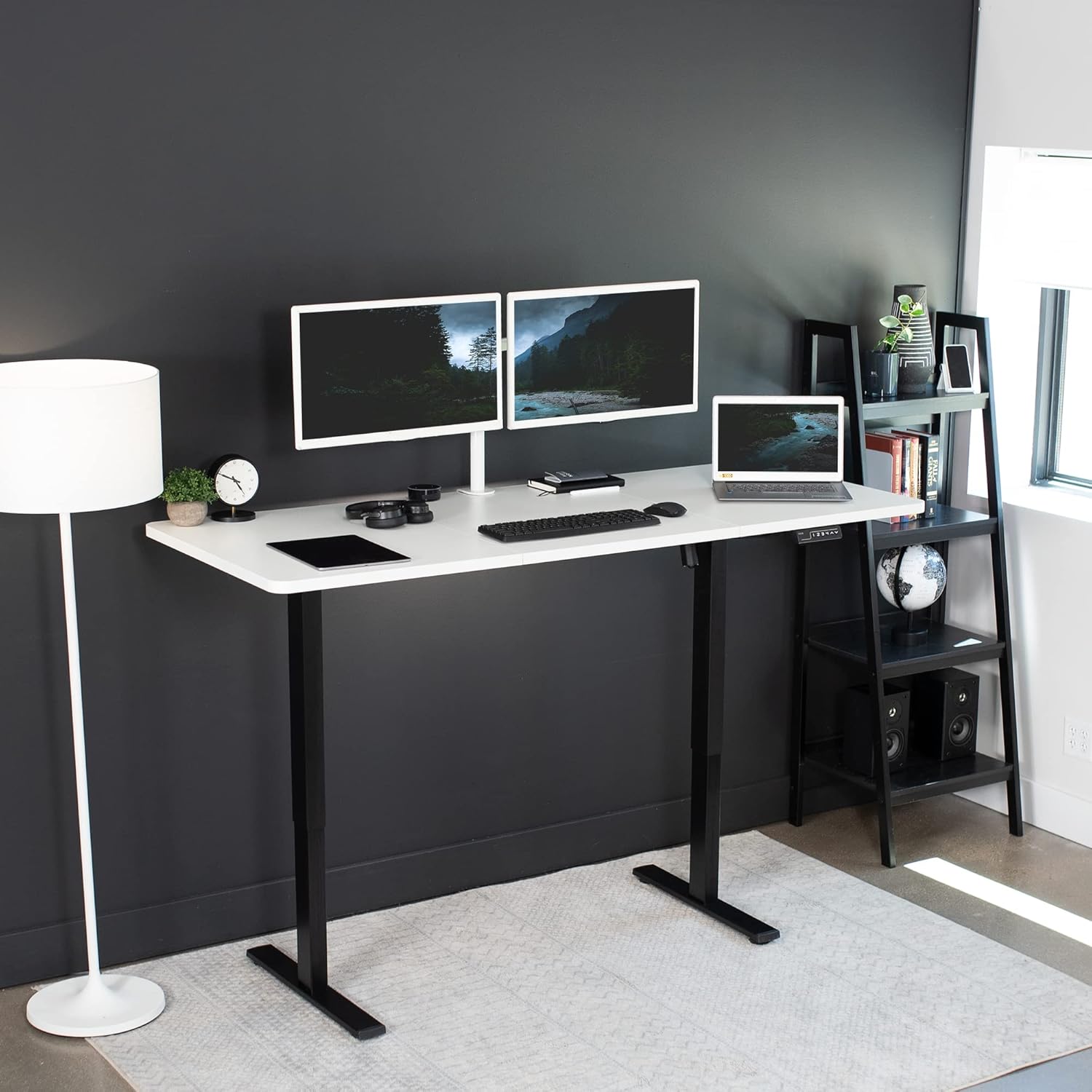 VIVO Electric 71 x 30 in Standing Desk, Memory Height Adjustment, 1B Series, White Top Black Frame, DESK-KIT-1B7W
