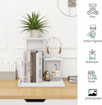 ELITEROO Desk Shelf, Wood Small Bookshelf Desktop Shelves and Organizer, Freestanding 3 Tier Storage Display Stand Home Office Decor for Books Plants Toys, White