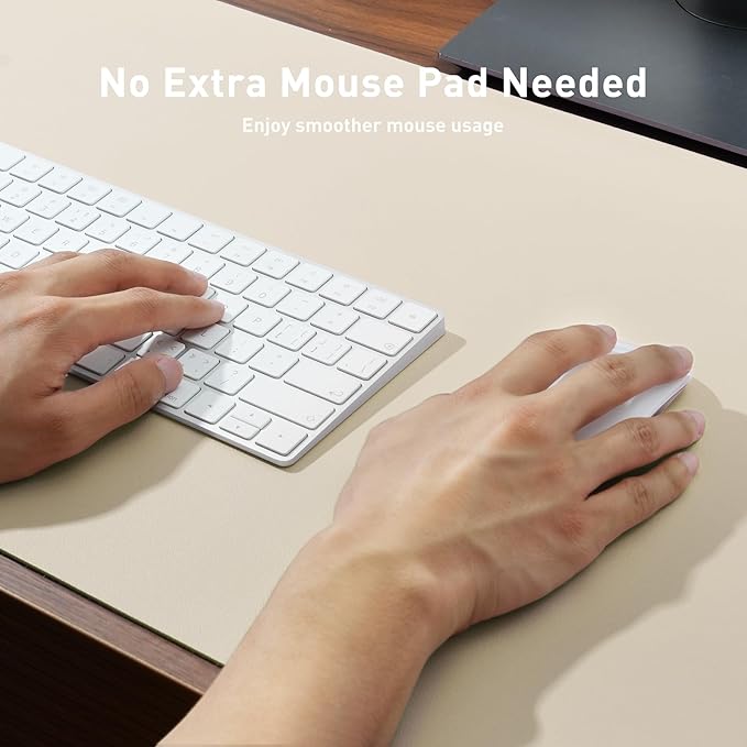 Aothia Leather Desk Pad Protector, Office Mat, Large Mouse Pad, Non-Slip PU Leather Blotter, Laptop Desk Pad, Waterproof Writing Pad for Office and Home (Beige, 31.5" x 15.7")