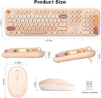 MOFII Wireless Keyboard and Mouse Combo, Cute Full Size Retro Typewriter Keyboard and Wireless Mouse, 2.4GHz Set for PC/Desktop/Laptop/Windows (Yellow Colorful)