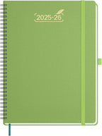 BEZEND Weekly Planner 2025-2026 with 2 Columns, 8.5" x 11" Academic Calendar 18 Months (Jul 25-Dec 26) Life Work Appointment Book with Monthly Tab, PU Leather Softcover Spiral - Fruit Green
