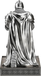 Medieval Armored Warrior Wearing Outerwear, Mobile Phone Stand Knight Pen Holder Desk Organizers, Resin Bookends Paperweight with a Letter Opener for Desk (Silver)