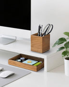 HULISEN Wooden Desk Organizer Tray with Pen Holder, Non-Slip Desk Tray and Pencil Holder Set with Felt Lined, Desktop Accessories for Home Office Workspace Organization