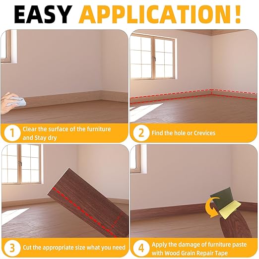 GSCIT Club Wood Grain Repair Tape, 2.4 inch X 100ft Self Adhesive Cherry Grain Repair Patch for Tables, Chairs, Baseboards, Doors, Windows, Floors, Handicraft DIY.