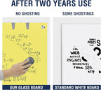 TSJ OFFICE Glass Dry-Erase Board - 36 x 24 Inches Wall Mounted Magnetic Whiteboard, Large Frameless Glass White Board for Office, Home & School, Yellow