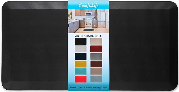 ComfiLife Anti Fatigue Floor Mat – 3/4 Inch Thick Kitchen Mats for Floor, Standing Desk Mat, Kitchen Rug – Comfort at Home, Office – Durable – Stain Resistant – Non-Slip Bottom (20" x 39", Black)