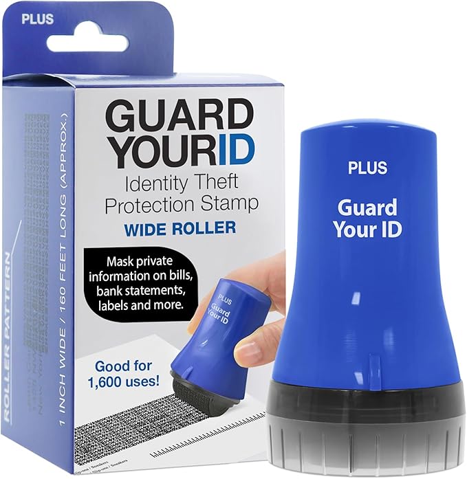Guard Your ID Wide Advanced Roller 2.0 Identity Theft Prevention Security Stamp Blue